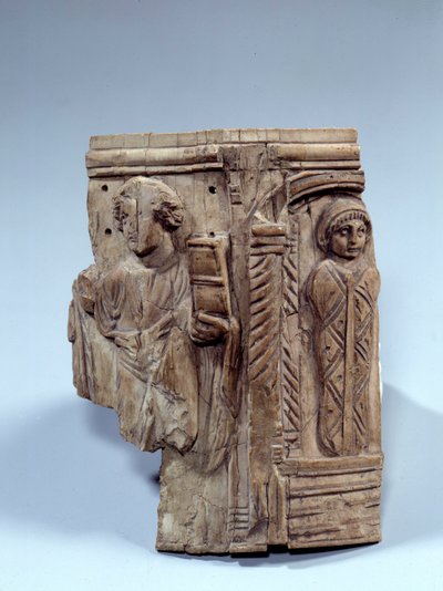 Art copte : fragment de tablette en ivoire représentant la résurrection de Lazare. 6e siècle ap. J.-C. Paris, Musée du Louvre - Coptic Coptic