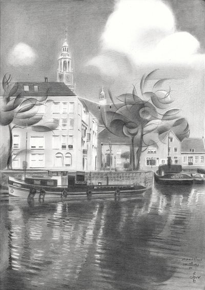 Reflets sur le canal de la ville - Corné Akkers