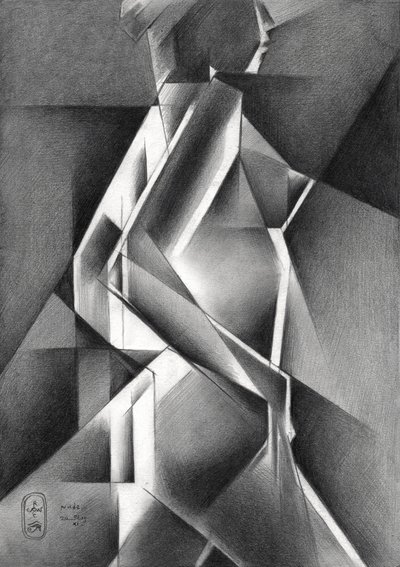 Figure cubiste dynamique - Corné Akkers