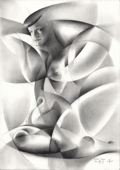 Femme nue géométrique - Corné Akkers