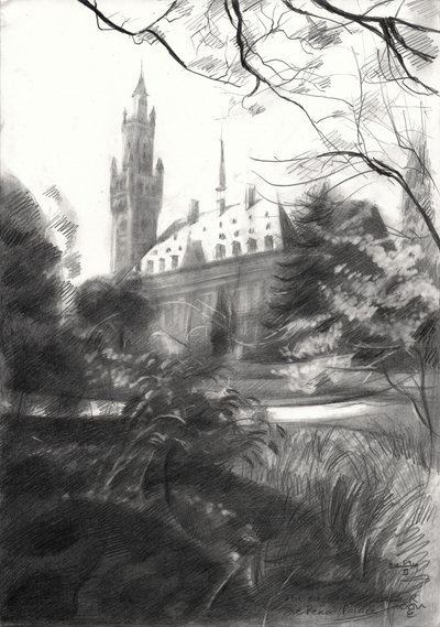 Vue sur le parc du château gothique - Corné Akkers
