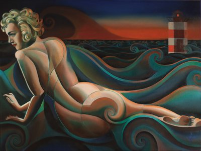 Femme nue et vagues de l