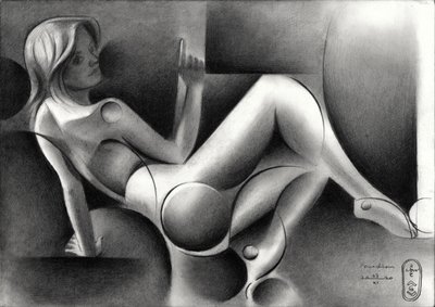 Femme allongée stylisée - Corné Akkers