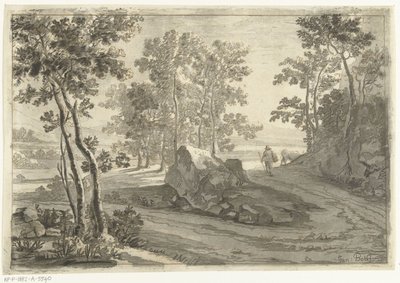 Paysage boisé avec un conducteur de bétail - Cornelis Brouwer