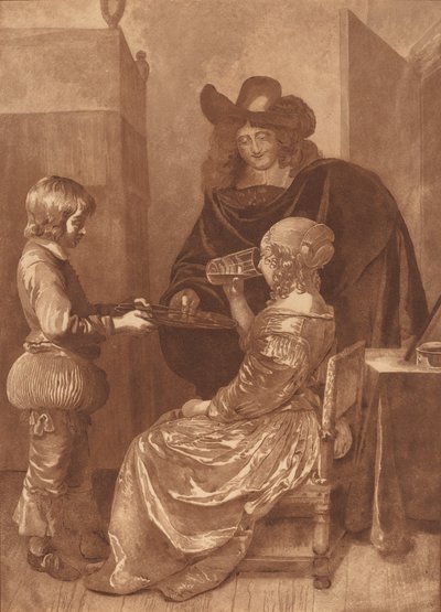 Cavalier et dame avec un page - Cornelis Brouwer