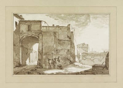 Porte avec voyageur et mulet - Cornelis Brouwer