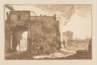 Porte avec voyageur et mulet - Cornelis Brouwer