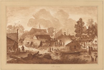 Village avec étang - Cornelis Brouwer