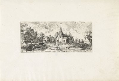 Paysage avec vue sur une église dans un village - Cornelis Claesz van Wieringen (possibly)