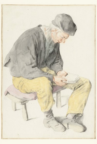 Homme assis lisant, tourné vers la droite - Cornelis Dusart