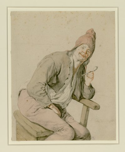 Paysan assis avec une pipe à la main - Cornelis Dusart