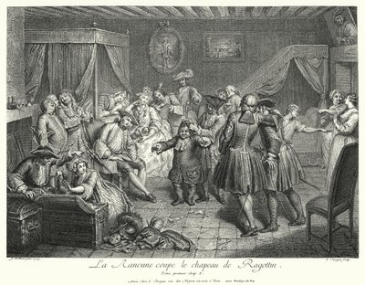 La Rancune coupe le chapeau de Ragotin (gravure) - Cornelis Engelbrechtsen