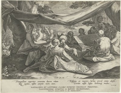 Groupe de musiciens avec homme derrière le virginal - Cornelis Galle (I)