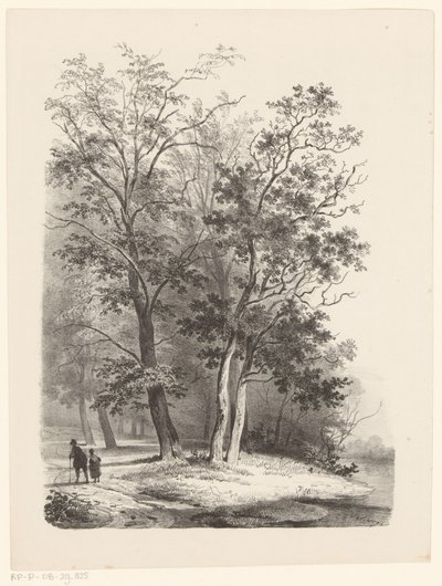 Deux figures se promenant dans une forêt - Cornelis Gerrit Verburgh