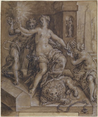 Conception pour la section centrale du Miroir de la Vertu - Cornelis Ketel