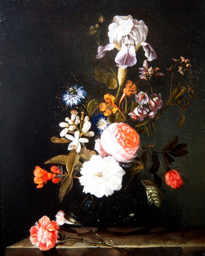 Nature Morte de Fleurs dans un Vase reposant sur un Rebord - Cornelis Kick