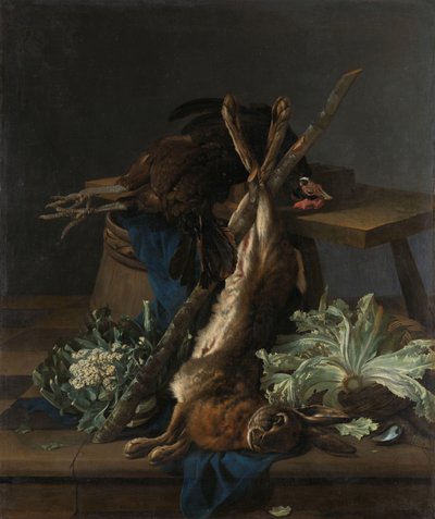 Nature morte avec lièvre et coq noir - Cornelis Lelienbergh