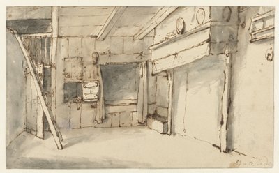Chambre vide avec un foyer - Cornelis Pietersz. Bega (attributed to)