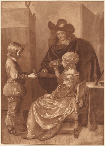 Cavalier et dame avec un page - Cornelis Ploos van Amstel