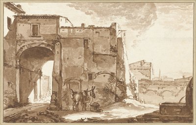 Porte avec voyageur et mulet - Cornelis Ploos van Amstel