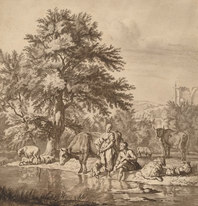 Berger et bergère avec leur troupeau, 1763, publié 1765 - Cornelis Ploos van Amstel