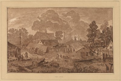 Village avec étang - Cornelis Ploos van Amstel