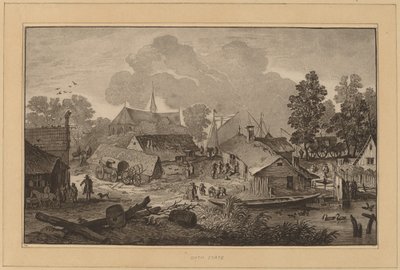 Village avec étang - Cornelis Ploos van Amstel