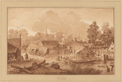 Village avec étang - Cornelis Ploos van Amstel