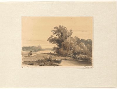 Paysage près de Brederode avec des promeneurs sur un chemin - Cornelis Springer