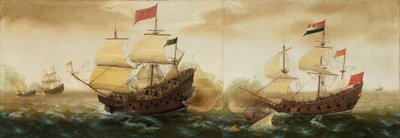 Une rencontre navale entre des navires de guerre néerlandais et espagnols - Cornelis Verbeeck