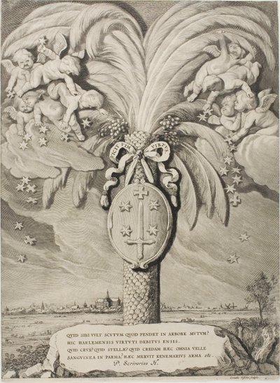 Armoiries de Haarlem, page de fin des Comtes et Comtesses de Hollande, Zélande et Frise occidentale - Cornelis Visscher