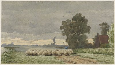 Paysage avec un troupeau de moutons - Cornelis Willem Hoevenaar (II)
