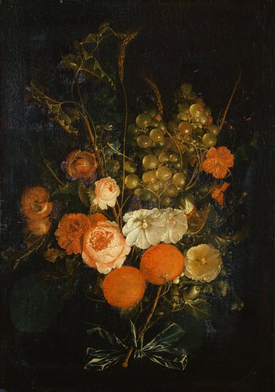 Bouquet de roses, œillets, oranges, raisins, glands et châtaignes - Cornelis de Heem