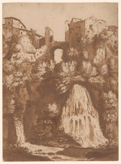 Vue de Tivoli avec le pont sur la cascade de l