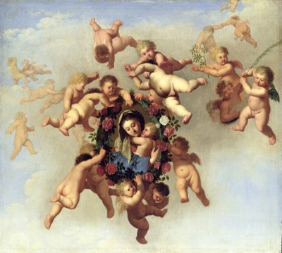 Anges Portant un Portrait de la Madone au Ciel - Cornelis van Poelenburgh or Poelenburch