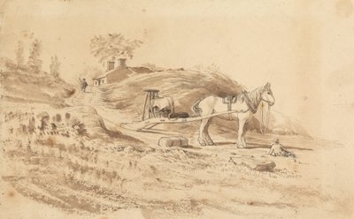 Un Cheval Tirant une Traîne - Cornelius Varley