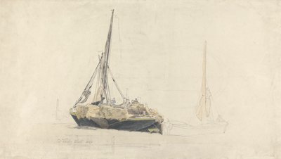 Une barge à voile chargée de foin, décembre 1827 - Cornelius Varley