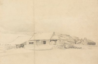 Bâtiments de ferme avec empileurs - Cornelius Varley