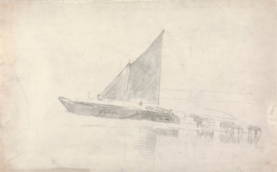 Étude de bateaux avec chevaux et charrettes - Cornelius Varley