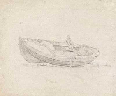 Étude de bateau amarré avec figure assise - Cornelius Varley