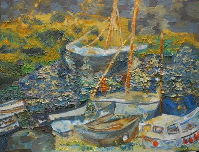 Port de Mousehole, bateaux au repos - Cosima Duggal