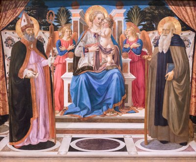 Madone et Enfant en trône avec des anges, saint Nicolas et saint Antoine l
