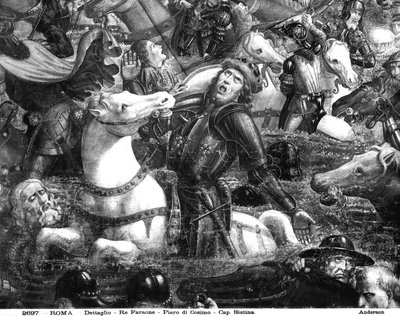 La Traversée de la mer Rouge, détail du Pharaon à cheval, de la chapelle Sixtine (détail) - Cosimo Rosselli