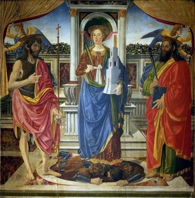 Sainte Barbe avec les saints Jean-Baptiste et Matthieu, vers 1470 - Cosimo di Lorenzo Rosselli