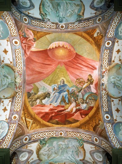 Monastère Saint Emmeran, depuis 1812 résidence des Princes Thurn und Taxis : Fresque au plafond de la bibliothèque, Le roi Salomon ... (fresque) - Cosmas Damian Asam
