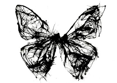 Papillon noir, 2021 (encre acrylique sur papier chiffon) - Courtenay Kusitor
