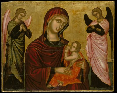 Icône de la Vierge Lactans avec deux anges - Cretan School