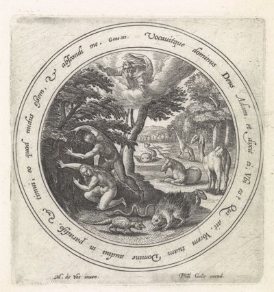 Adam et Ève se cachant de Dieu - Crispijn van de Passe (I)