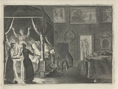 Homme vomissant au lit - Crispijn van den Queborn