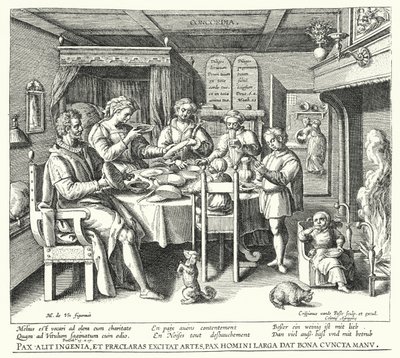 La prière avant le repas (gravure) - Crispin I de (after) Passe